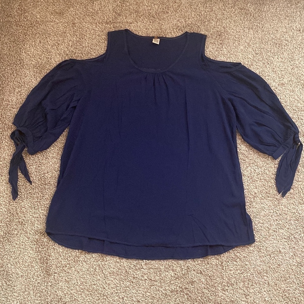 XCVI Cold Shoulder Navy Blue Top Size XL